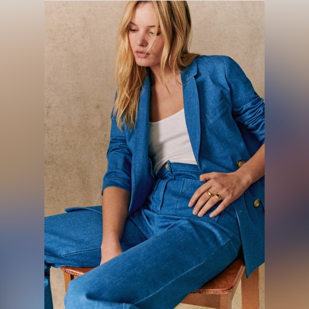 NWT Sézane Christie Blazer Denim 44 US 12